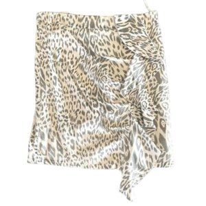 Ruffled Safari Mini Pencil Skirt- Grey and White, sz: L